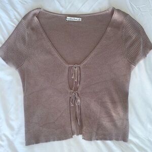 Abercrombie knit tie front crop top, size small